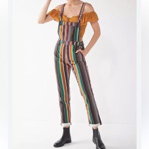 Urban Outfitters BDG Marcy Striped Overall Multicolor Cotton Denim Bib-Small